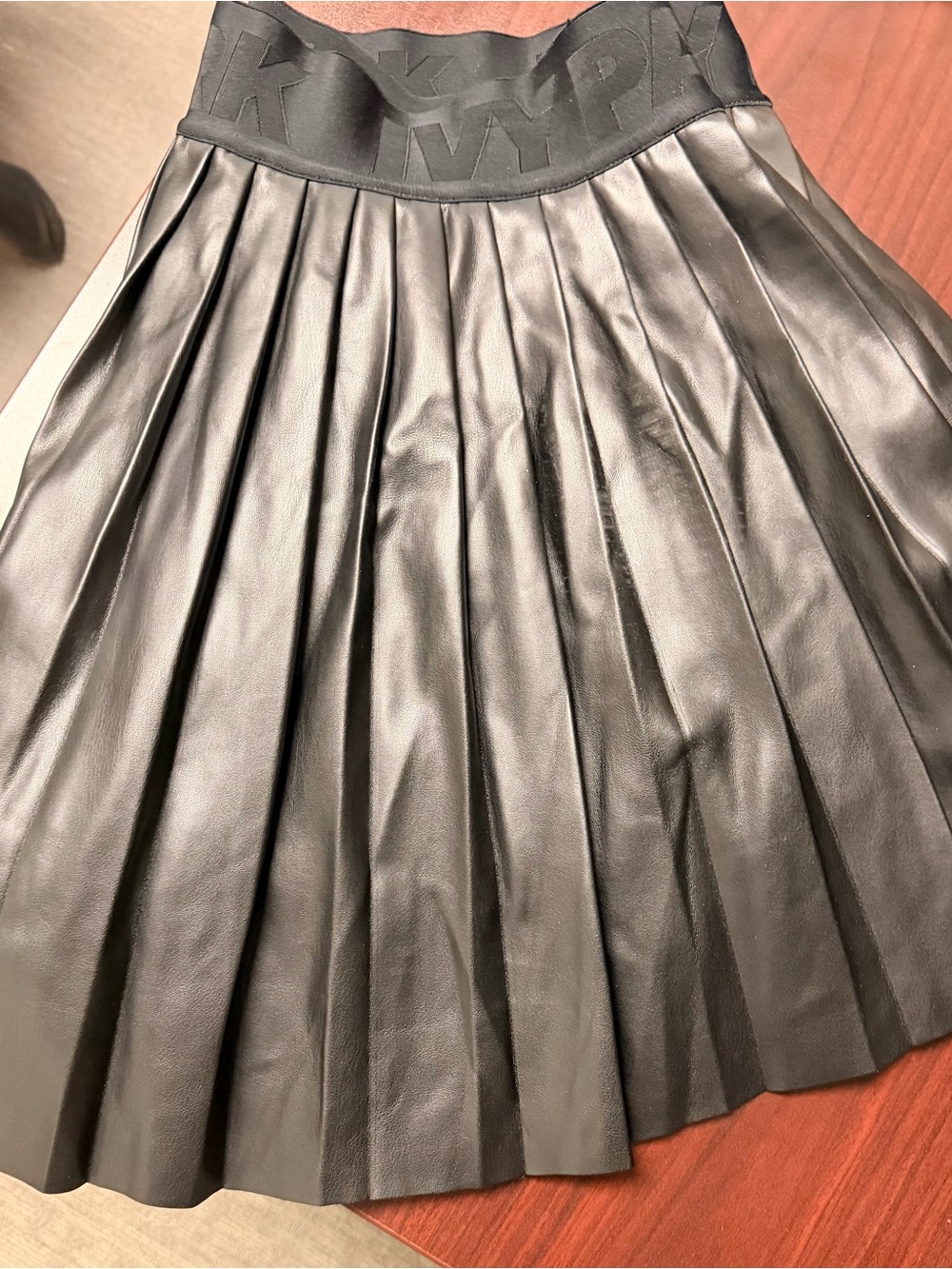 Rare/limited edition Act III NOIR IVY PARK Black Pleated Leather Mini Skirt